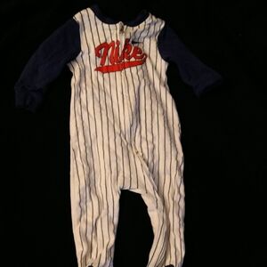 Nike Blue and White Footies One Piece with Sporty Pinstripes